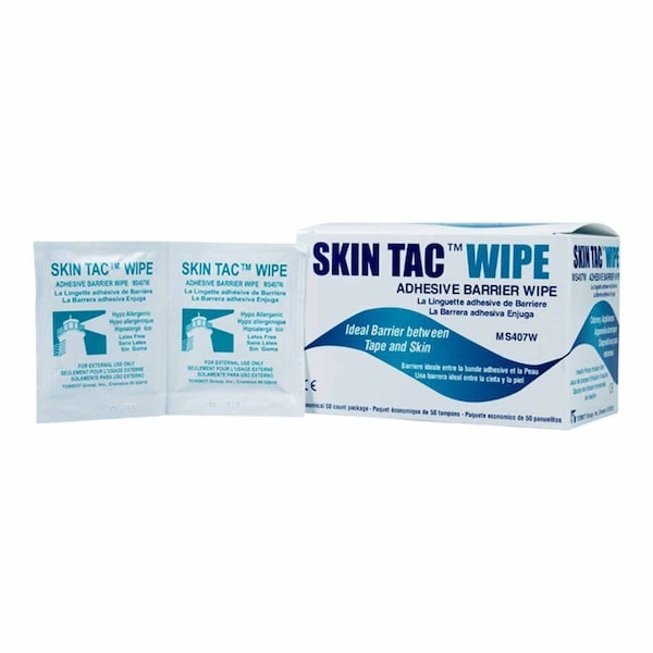 Skin Tac Skin Barrier Wipe 78 to 82% Strength Isopropyl Alcohol Individual Packet NonSterile, 50PK MS407-W - main